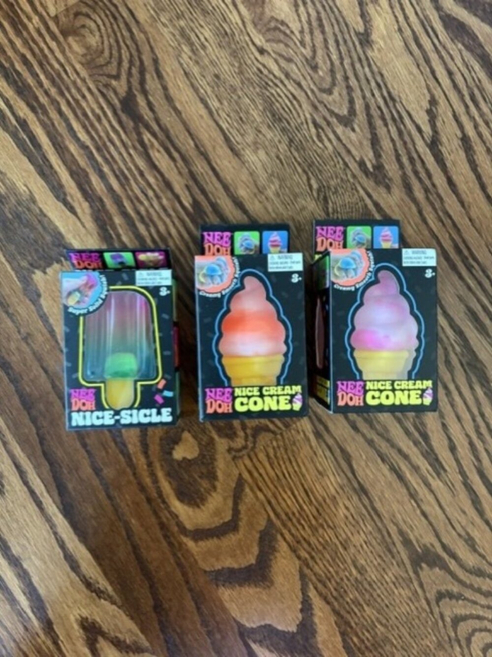 NeeDoh Squishy Fidget Toy 3Pk Nice-Sicle & Ice Cream Cone Stress Relief Sensory